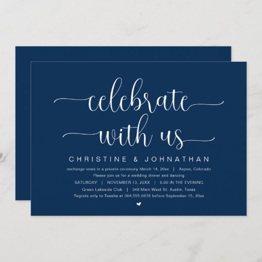 Invitation Fêtez avec nous, Mariage Elopement Party Invitat (Devant / Derrière)