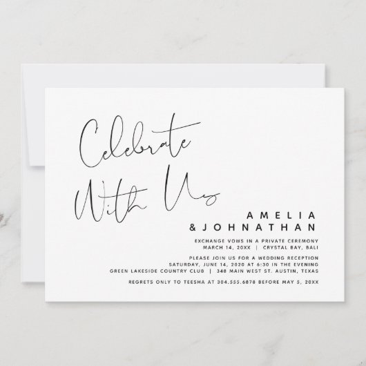 Invitation Fêtez avec nous, Mariage Elopement Party Invitat (Devant)