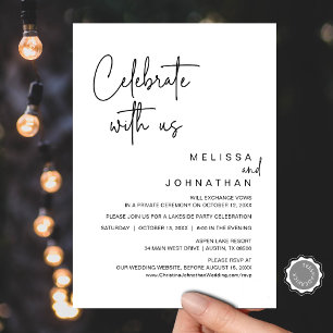 Invitation Fêtez avec nous, Mariage Elopement Party Invitat