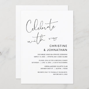 Invitation Fêtez avec nous, Mariage moderne Elopement