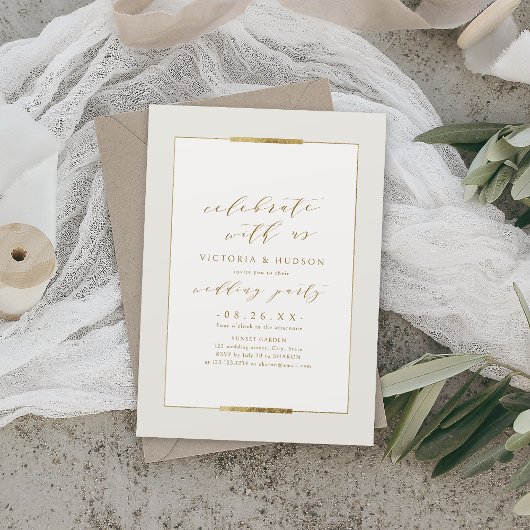 Invitation Fêtez Avec Nous ! Mariage simple d'élégance encadr