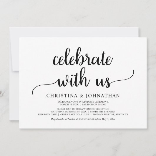 Invitation Fêtez avec nous, Modern Rustic Elopement Invitat (Devant)