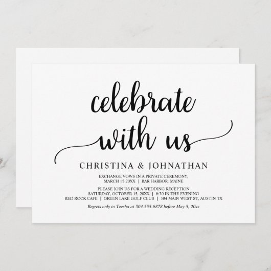 Invitation Fêtez avec nous, Modern Rustic Elopement Invitat (Devant / Derrière)