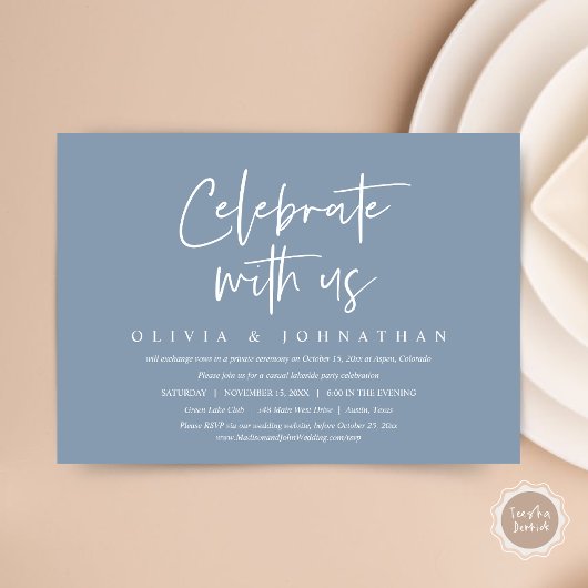 Invitation Fêtez avec nous, Parti de l'Elopement Mariage Déco