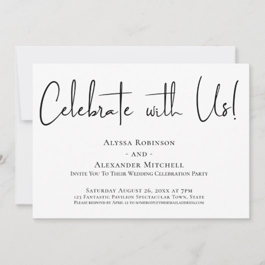Invitation Fêtez avec nous ! Réception écriture moderne (Devant)