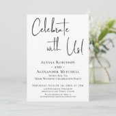 Invitation Fêtez avec nous ! Réception écriture moderne (Debout devant)