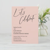 Invitation Fêtez avec nous ! Réception Moderne De Couleur Ros (Debout devant)