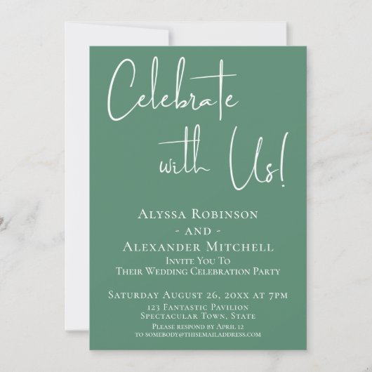 Invitation Fêtez avec nous ! Réception Moderne Plutôt Vert (Devant)