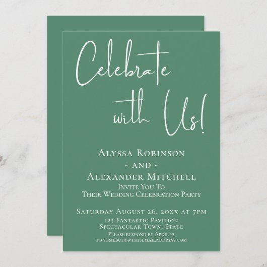 Invitation Fêtez avec nous ! Réception Moderne Plutôt Vert (Devant / Derrière)