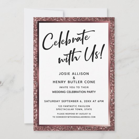 Invitation Fêtez Avec Nous ! Réception Parties scintillant or (Devant)