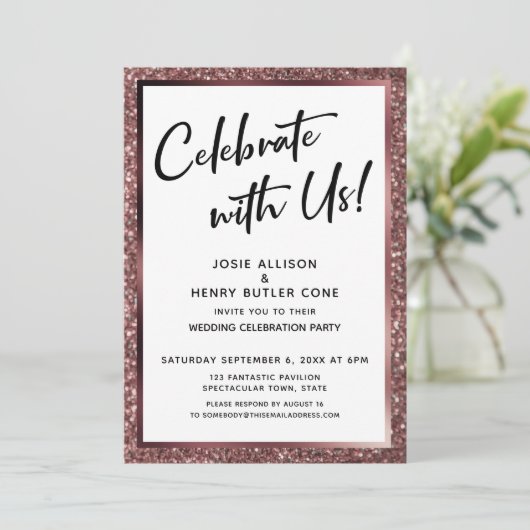 Invitation Fêtez Avec Nous ! Réception Parties scintillant or (Debout devant)