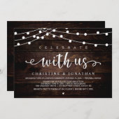 Invitation Fêtez avec nous Rustic Farm Mariage String Light (Devant / Derrière)