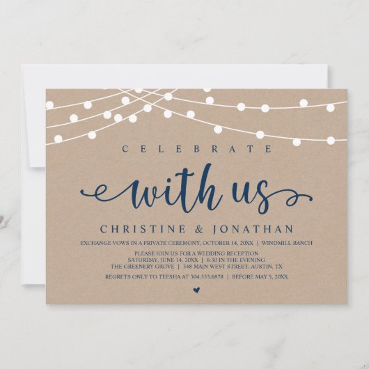 Invitation Fêtez avec nous Rustic Farm Mariage String Light (Devant)