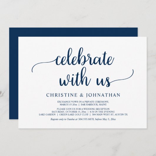 Invitation Fêtez avec nous, Rustic Mariage Elopement Party (Devant / Derrière)