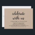 Invitation Fêtez avec nous, Rustic Mariage Elopement Party<br><div class="desc">Belle fête avec nous,  Mariage Elopement Faire-part / carte d'invitation,  en kraft brun rustique,  design simple,  minimaliste. C'est parfait pour votre réception de mariage et fête post-mariage. Ajoutez vos détails dans la police correspondante / lettrage. #TeeshaDerrick</div>