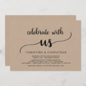 Invitation Fêtez avec nous, Rustic Mariage Elopement Party (Devant / Derrière)