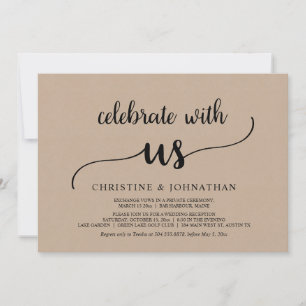 Invitation Fêtez avec nous, Rustic Mariage Elopement Party