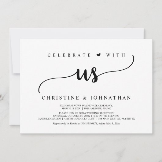 Invitation Fêtez Avec Nous, Rustique Mariage Elopement Party (Devant)