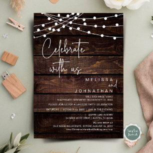 Invitation Fêtez Avec Nous, Rustique Mariage Elopement Party