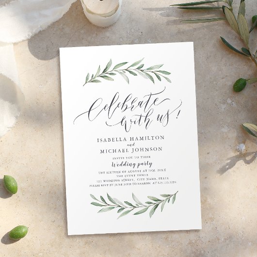 Invitation Fêtez Avec Nous ! Simple Mariage de verdure rustiq