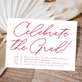 Invitation Fêtez la fête de Grad Red Script Grad Grad