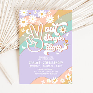 Invitation Fêtez la fin des chiffres simples Groovy 10e anniv
