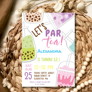 Invitation Fêtons avec un thé bobba pastel pour l'anniversair