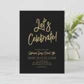 Invitation Fêtons | Black Chic Script Cacktail Party (Debout devant)
