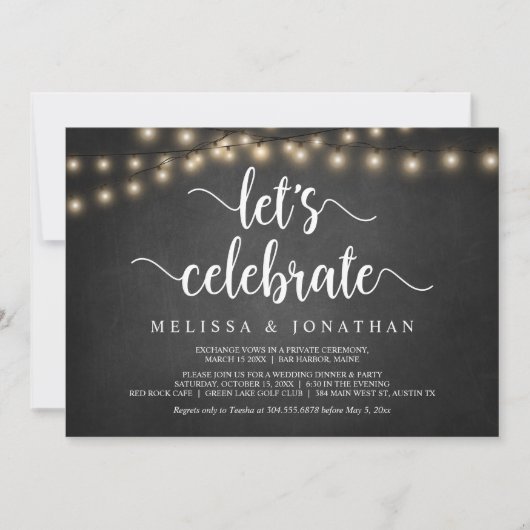 Invitation Fêtons, Bois rustique, Elopement Mariage I (Devant)