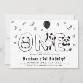 Invitation Fêtons 'comme un Panda' pour un 1er Anniversaire (Devant)