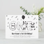 Invitation Fêtons 'comme un Panda' pour un 1er Anniversaire (Debout devant)