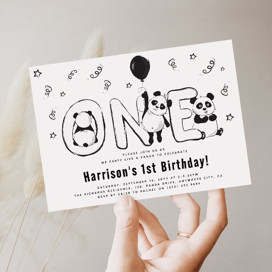 Invitation Fêtons 'comme un Panda' pour un 1er Anniversaire