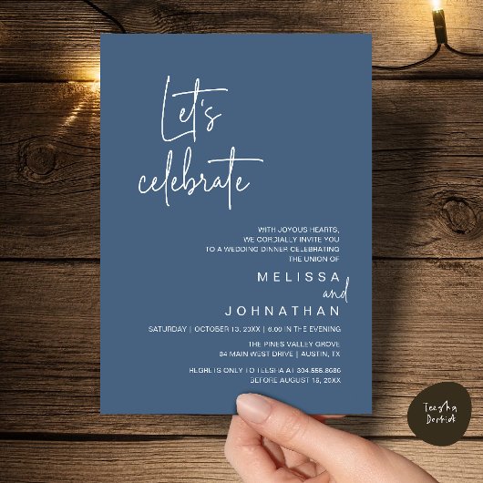 Invitation Fêtons, Dîner de Mariage en Intime