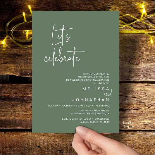 Invitation Fêtons, Dîner de Mariage en Intime