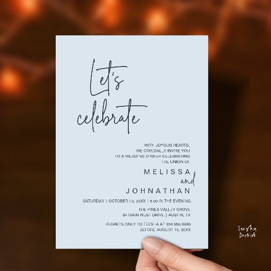 Invitation Fêtons, Dîner de Mariage en Intime