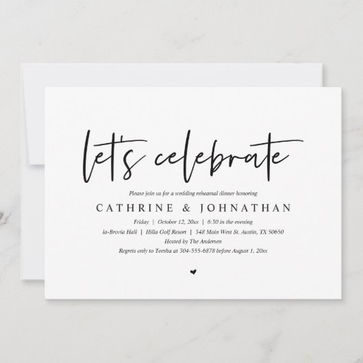 Invitation Fêtons, Dîner de répétition Mariage (Devant)