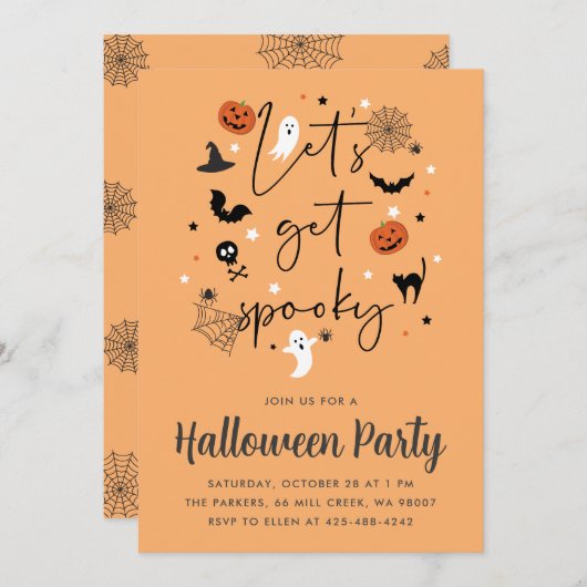 Invitation Fêtons éffrayant Halloween (Devant / Derrière)