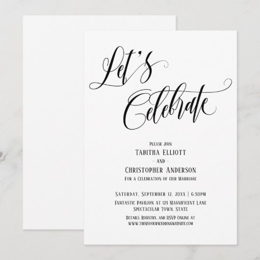 Invitation Fêtons Elaborer Script Noir et Blanc (Devant / Derrière)