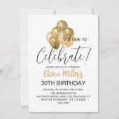 Invitation Fêtons Faux Gold 30TH Birthday Party (Devant)