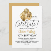 Invitation Fêtons Faux Gold 30TH Birthday Party (Devant / Derrière)