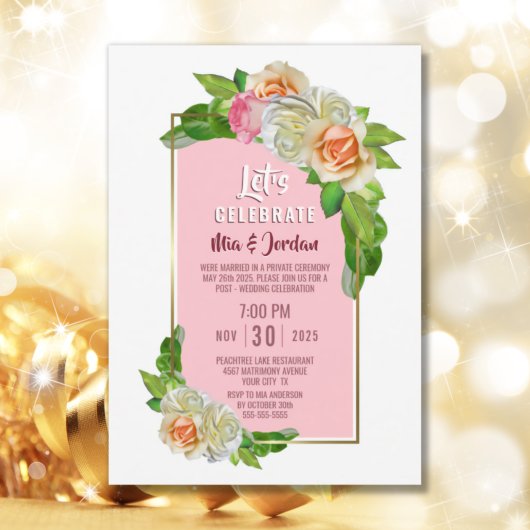 Invitation Fêtons l’élévation florale rose rose