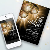 Invitation Fêtons la boule disco en or