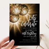 Invitation Fêtons la boule disco en or