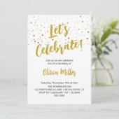 Invitation Fêtons la Faux Gold Glittery Anniversaire (Debout devant)