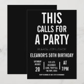 Invitation Fêtons la fête Adulte Noir et Blanc Minimal (Devant / Derrière)