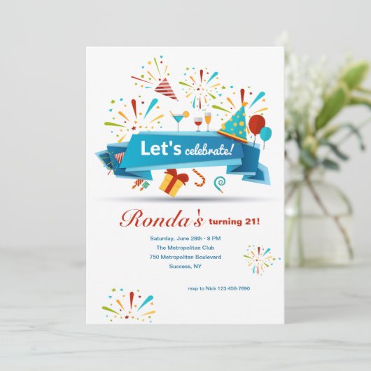 Invitation Fêtons la fête d'anniversaire (Debout devant)