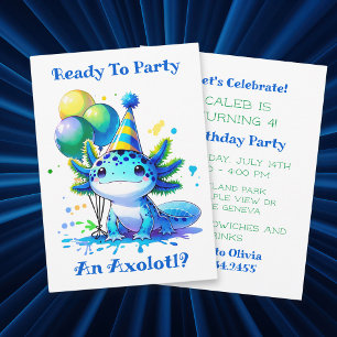 Invitation Fêtons la fête d'anniversaire de Axolotl Boy