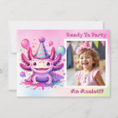 Invitation Fêtons la fête d'anniversaire de la fille Axolotl (Devant)