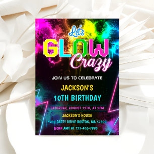 Invitation Fêtons la fête d'anniversaire de Neon, folle et co