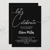 Invitation Fêtons la fête d'anniversaire noire (Devant / Derrière)